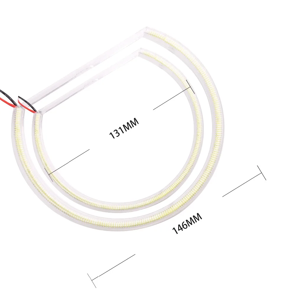 2*131 мм+ 2*146 мм Автомобильный ангельские глазки 6000k COB светодиодный светильник DRL для BMW E46 E39 E38 E36 головной светильник дневной ходовой светильник dc12V 4 кольца