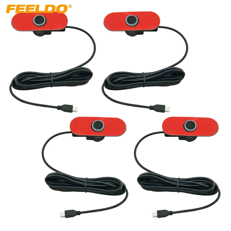 

FEELDO 4Pcs Car Original Parking Flat 16.5mm Sensor With 6m Line Car Radar Parktronic Assistance 3-Color #AM4434
