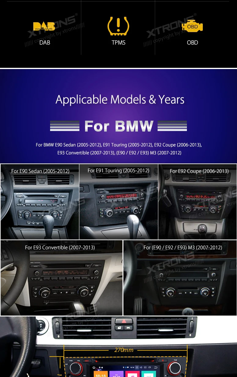 Sale 7" Android 8.0 OS Car DVD Multimedia Radio for BMW E90 2005-2012 & E91 2005-2012 & E92 2006-2013 & E93 2007-2013 & M3 2007-2012 2