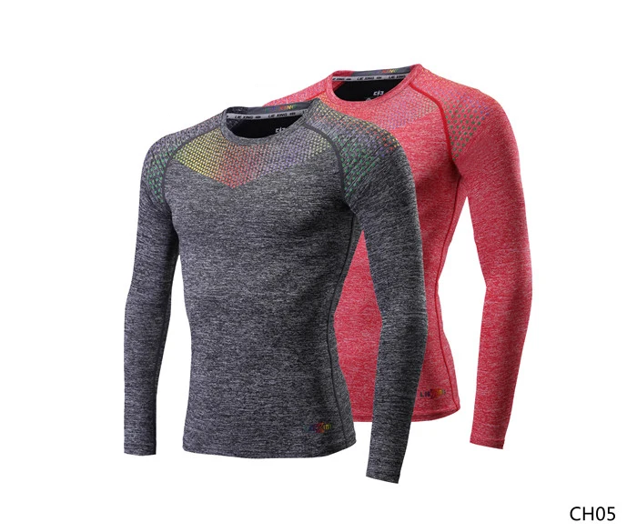 Men compression long sleeve shirt base layer skin Fitness Excercise
