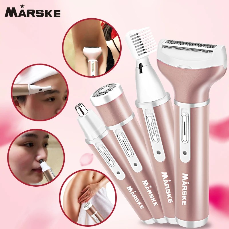 Best sell !4 in 1 Women Epilator Electric Female Rechargeable Bikini Trimmer Body Portable Facial Hair Removal Shaver Set