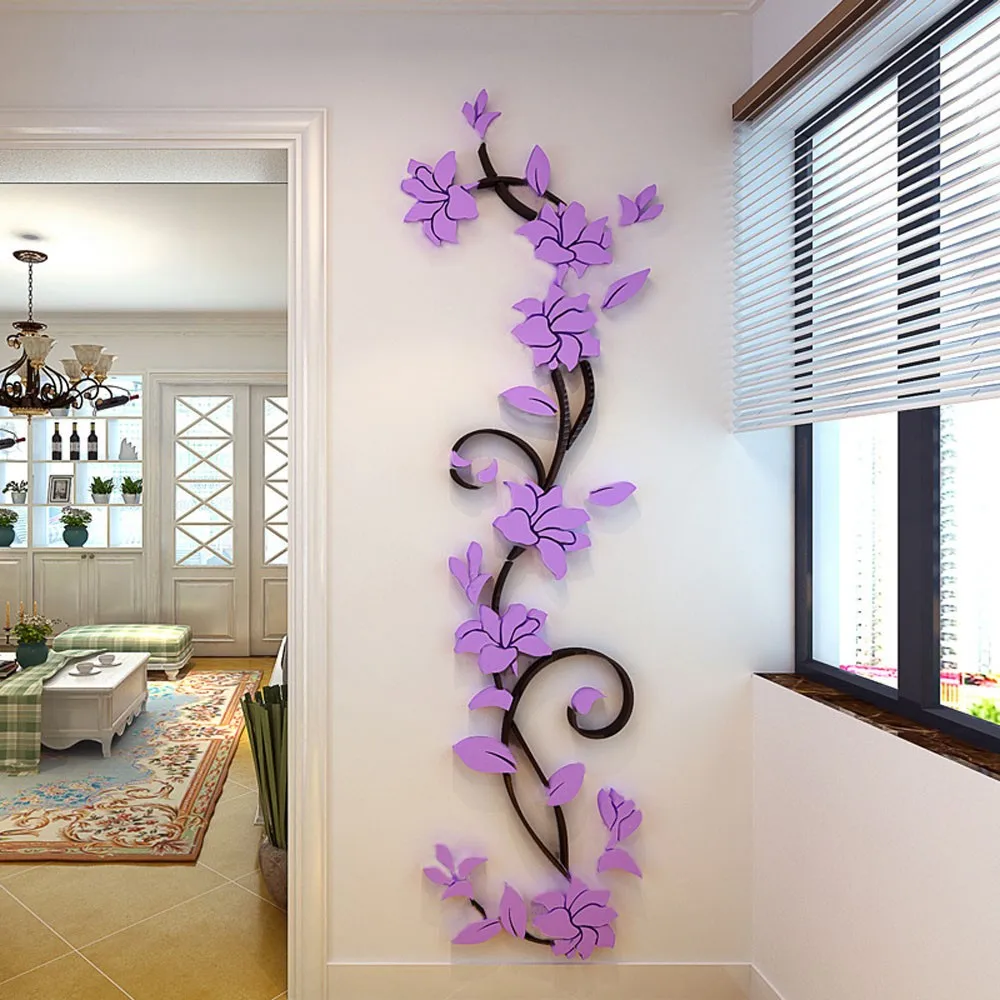 45x150cm Large Wall Stickers 3D Romantic Rose Flower Wall Sticker