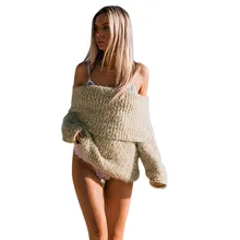 США хороший осенний модный сексуальный свитер женский сексуальный с открытыми плечами Повседневный джемпер с длинными рукавами Femme Трикотажные Свитера Пальто Блузка