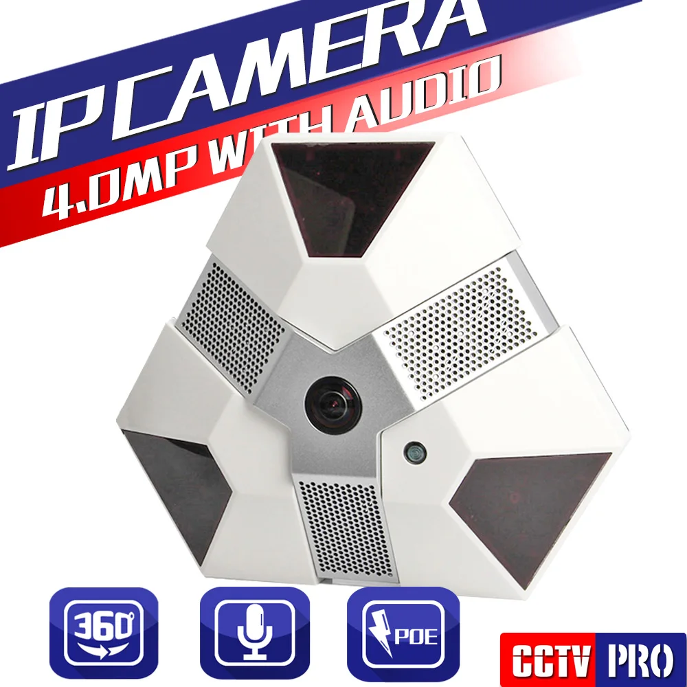 XMEye 4MP 3MP Full HD Dome IP Camera With POE Audio Fisheye Lens Night Vision CCTV Security 180/360 Degree Panoramic View