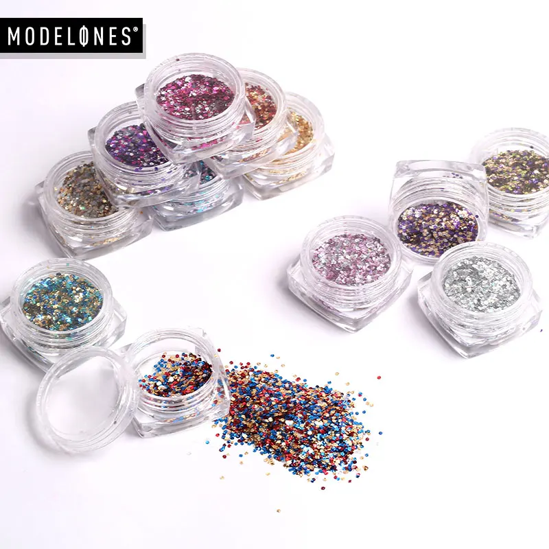 Modelones Nail Art Glitter Powder Decorations Colorful Nail Beads For Gel Polish DIY Nail Design Powder Nail Decor