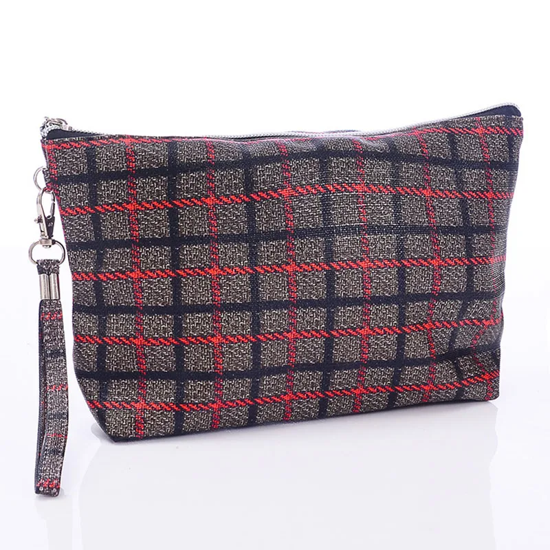 Plaid cosmetic bag portable wash bag travel storage finishing clutch Plaid cosmetic bag portable wash bag travel storage finishing clutch