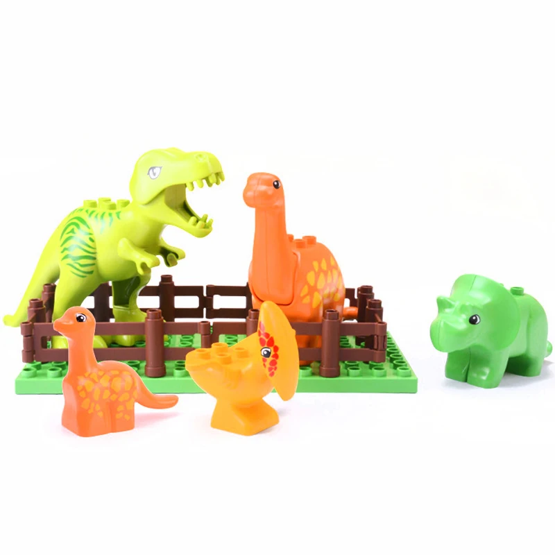 5Pcs-50pcs DIY Big Size Farm Dinosaur Animal Series Building Blocks Sets Bricks Compatible with Duploe Toys  for children  (1)