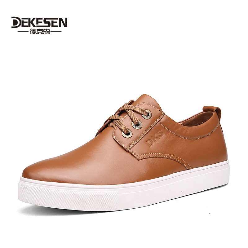 

Dekesen brand Large size men's shoes Genuine leather casual shoes Lace-up mens flat platform shoes Set foot soft surface loafers
