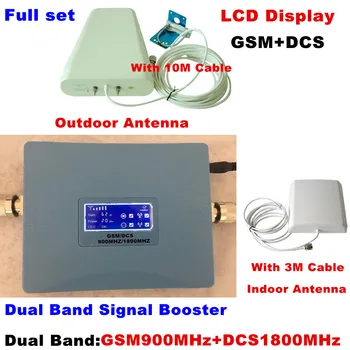 

LCD Display Dual band signal amplifier gsm repeater 900 1800 2G 4G GSM DCS mobile signal booster 900mhz/1800mhz