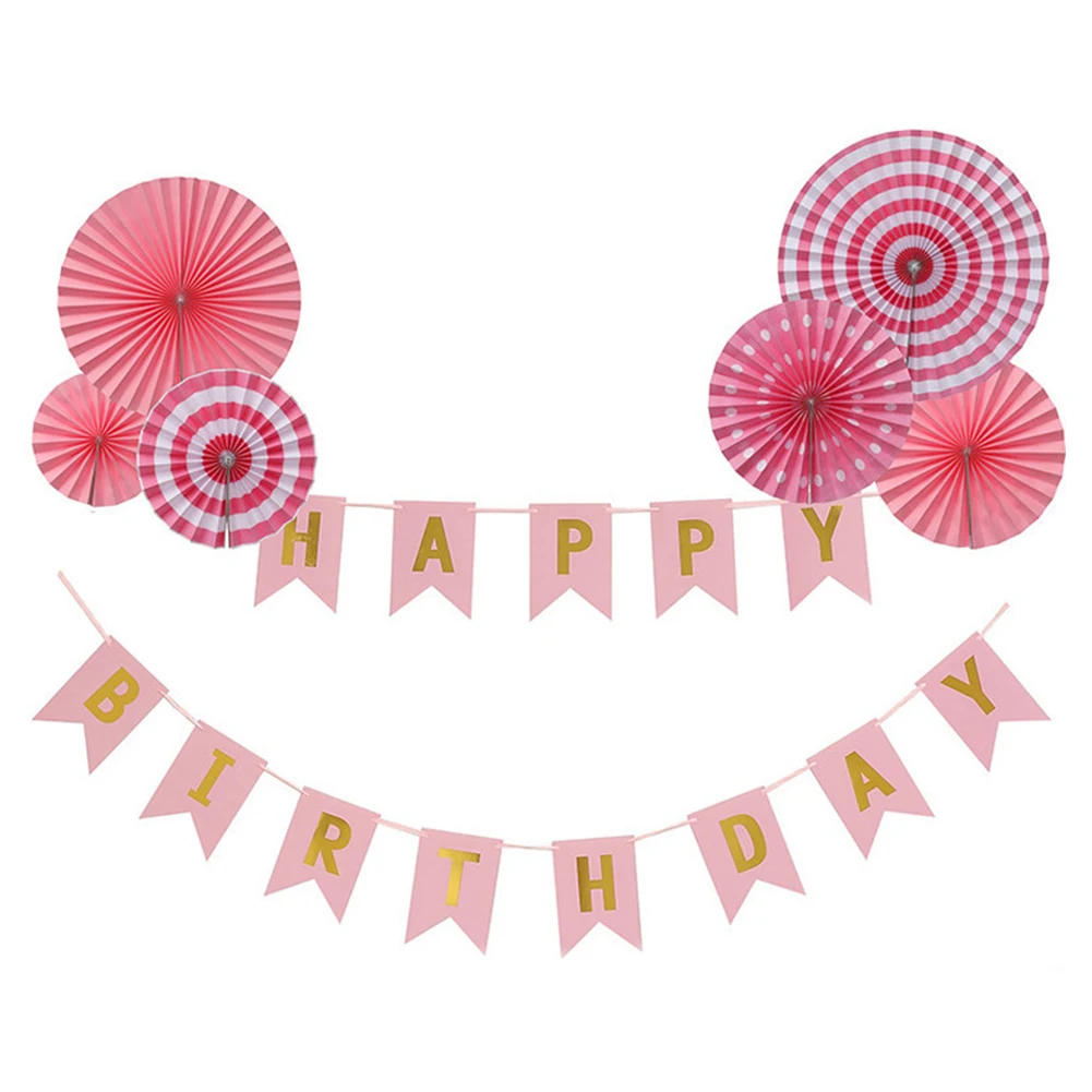

Pinwheels Flag Baby Shower Party Supplies Photo Backdrop DIY Decorations Hanging Decor Happy Birthday Fan Flower Happy Birthday