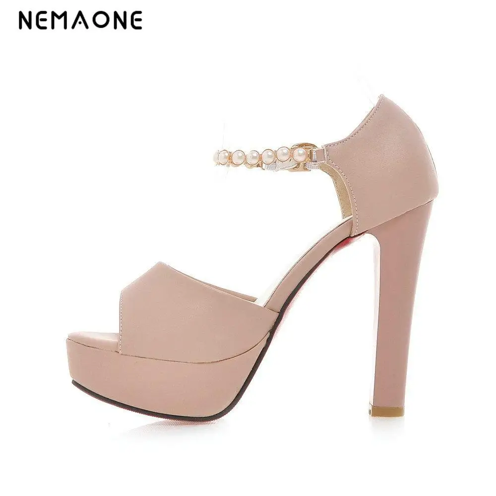

NEMAONE Women Sandals 2017 Chunky Heel Platform Sandals Women Shoes High Heel Summer Sandals Wedding Shoes Ladies