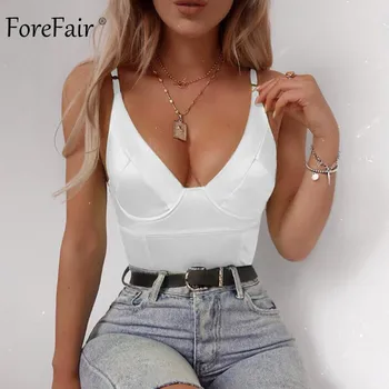 

Forefair Body Women Tops Satin Sexy Bodycon Slip Spaghetti Strap Open Back Sleeveless Jumpsuit V Neck 2019 New Summer Bodysuit