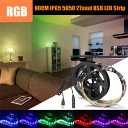 90 см 5,4 Вт Светодиодные ленты свет с мини-Управление 27SMD 5 В USB RGB 5050 ТВ PC фонового освещения Комплект лампа