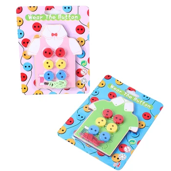 

Kids Montessori Educational Toys Children Beads Lacing Board Wooden Toy for Children Toddler Sew On Buttons Early Education Toys