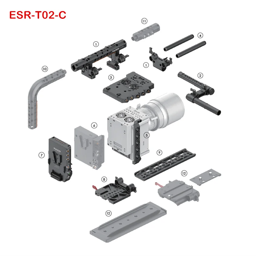 TILTA красный DSMC2 клетка ESR-T02-C опорная пластина Верхняя ручка камера установка для красный DSMC2 Ворон/Оружие/SCARLET-W с системой питания SDI вход/выход