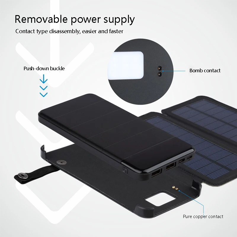 Солнечное зарядное устройство 10000mAh водонепроницаемое солнечное зарядное устройство Внешний аккумулятор резервный пакет для сотовые телефоны, планшеты внешний аккумулятор