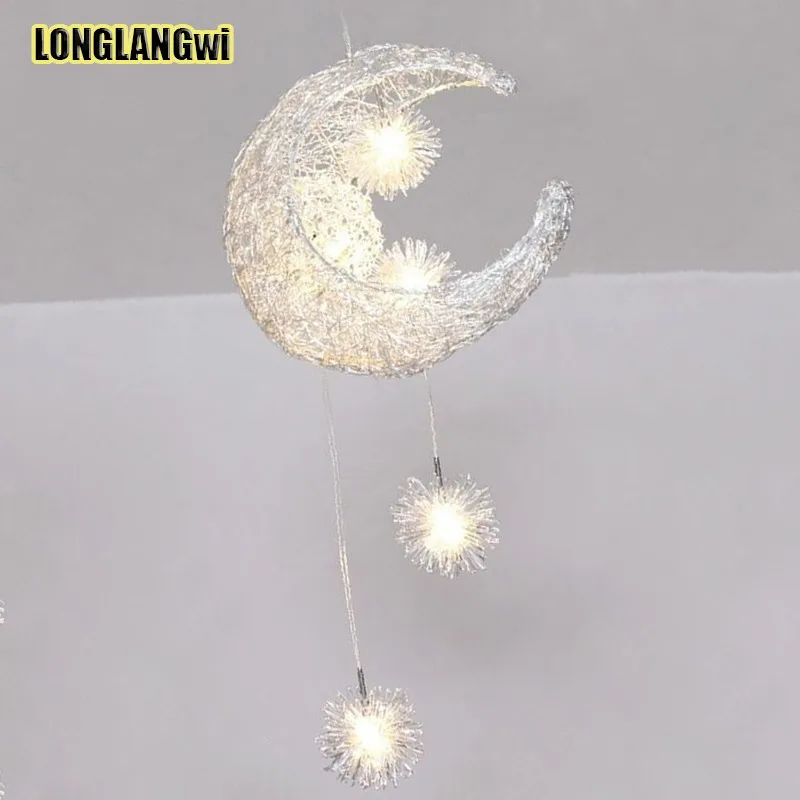 

Stylish simplicity nest aluminum chandelier moon stars lights Indoor Lighting