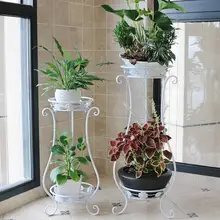 Железная Цветочная полка для комнатных цветочных горшков, стойка для гостиной, напольная зеленая подвесная Орхидея, двойная Балконная Цветочная стойка