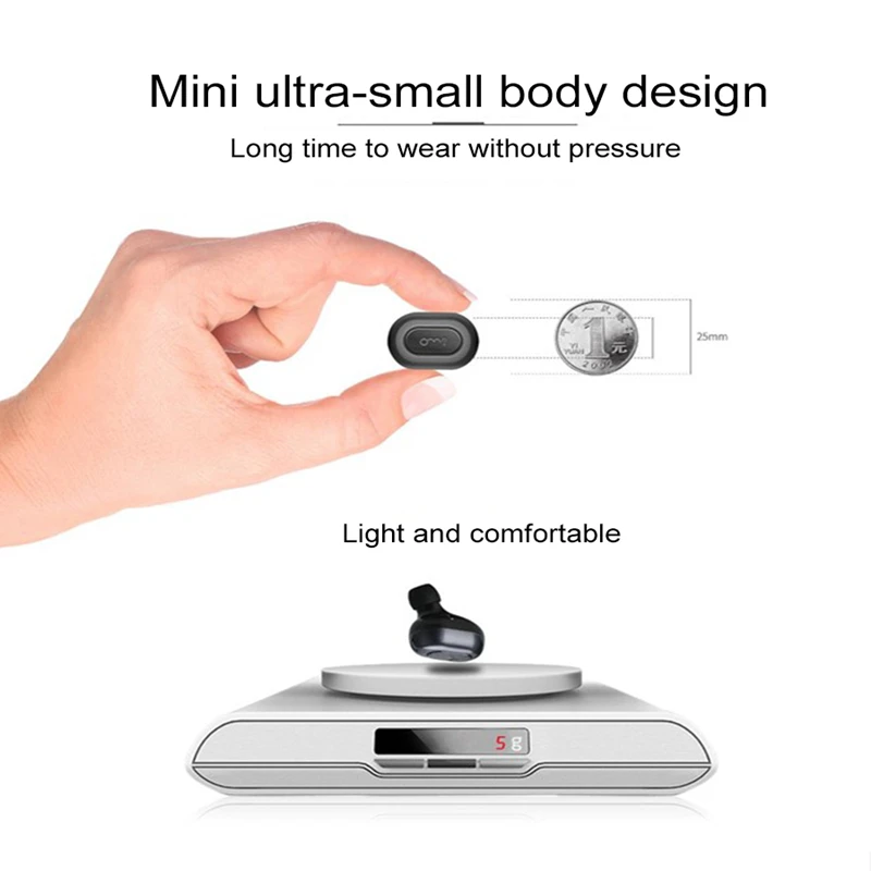 

2018 New Mini Business Headphone Car Call Bluetooth Headset Wireless Earphone with Microphone Hands-free Charging Box for man