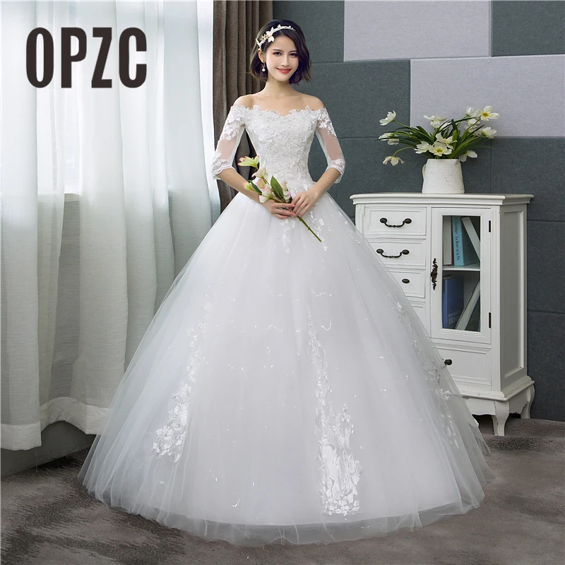 Bridal Dress Lace Embroidery Wedding Gowns Half-sleeve Elegant Women's Clothing