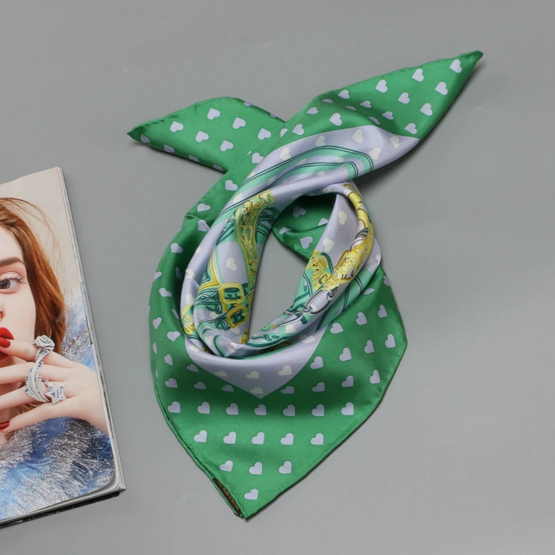 

2018 Fashion Print Small Square Silk Scarf 100% Silk Bandana Neckerchief Wraps Head Scarves Headband 53x53cm