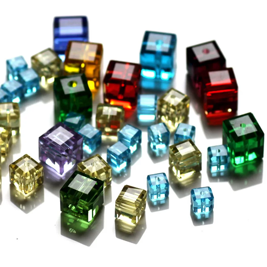 30fa 100 шт./пакет 4 мм 6 мм 8 мм кристалл бусины грановитая квадратной формы куб широкий бусины в ювелирное дело многоцветные