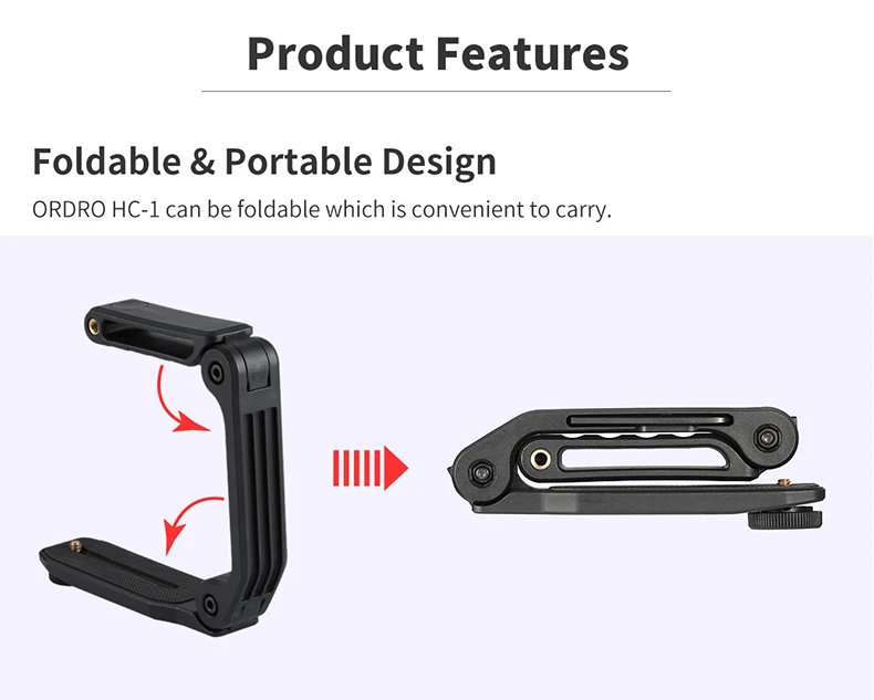 ORDRO Ручной Стабилизатор видеокамеры кронштейн для DSLR камеры C форма складная стабилизация для цифровой видеокамеры 4K