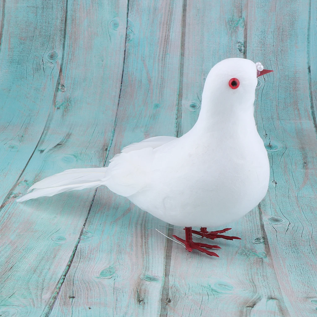 Artificial Foam Feather White Doves Birds Arts Craft Home Wedding Decoration Garden Ornament Statues