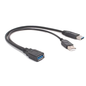 

USB 3.0 Female to Dual USB Male Extra Power Data Extension Cable for 2.5" Mobile Hard Disk power supply high-speed