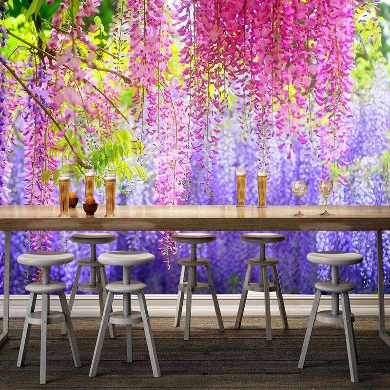 Custom Photo Wall Paper Colorful Wisteria Flowers Leaves Custom Photo Wall Paper Colorful Wisteria Flowers Leaves Painting Mural Living Room Restaurant Interior Decor Wallpapers In From Home