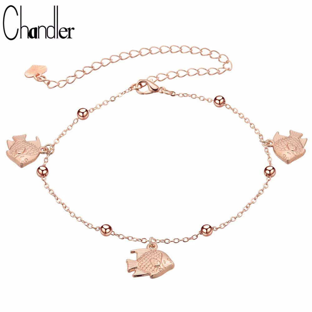 Chandler 1 шт. розовое золото цвета рыбы бисерные браслеты для женщин цепочка ног