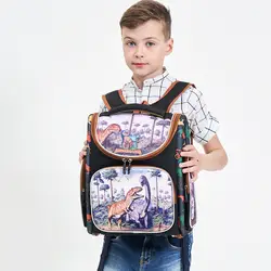 2018 Новое поступление детские школьные сумки для мальчиков мультфильм Динозавр узор Водонепроницаемый ортопедические рюкзаки основной