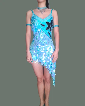 

New style Latin dance costume sexy senior sequins diamond latin dance dress for women latin dance competition dresses S-4XL