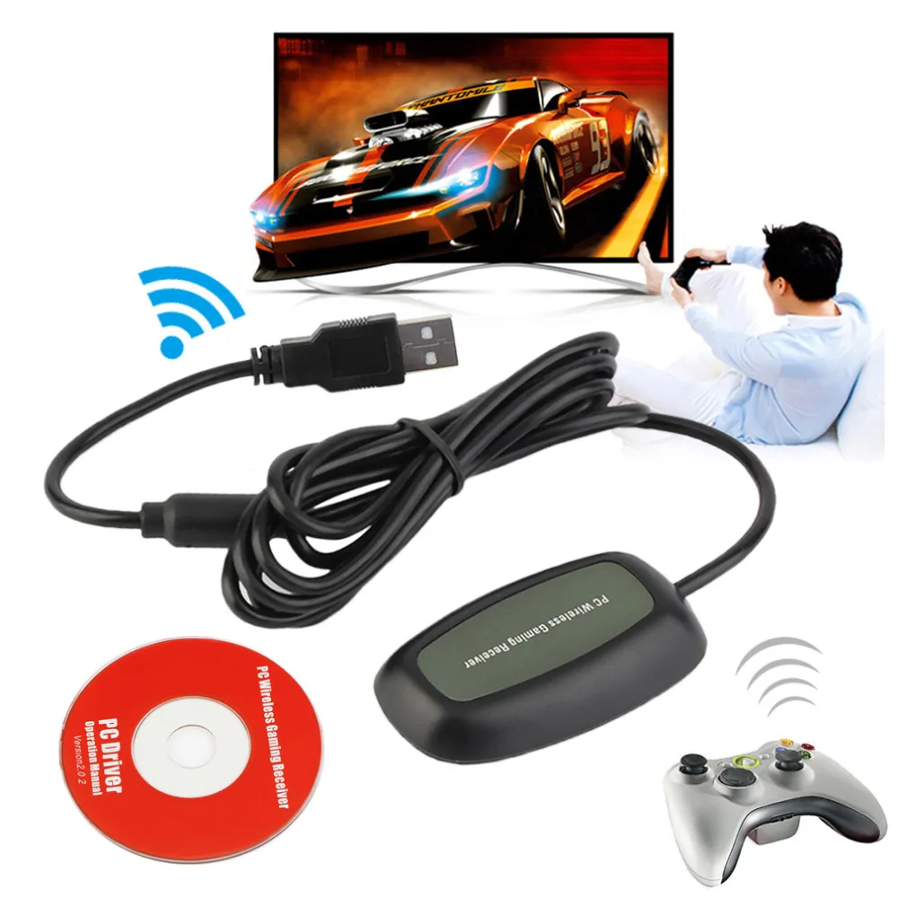 Wireless PC USB 2.0 Receiver for Xbox 360 Controller Gaming USB Receiver Adapter PC Receiver For Microsoft for XBOX 360 with CD