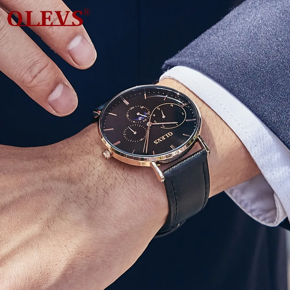 Koop OLEVS Mode Quartz Mannen Horloges Lederen Waterdicht Horloges voor Man Business Mannelijke Pols Klok horloges mannen 6860