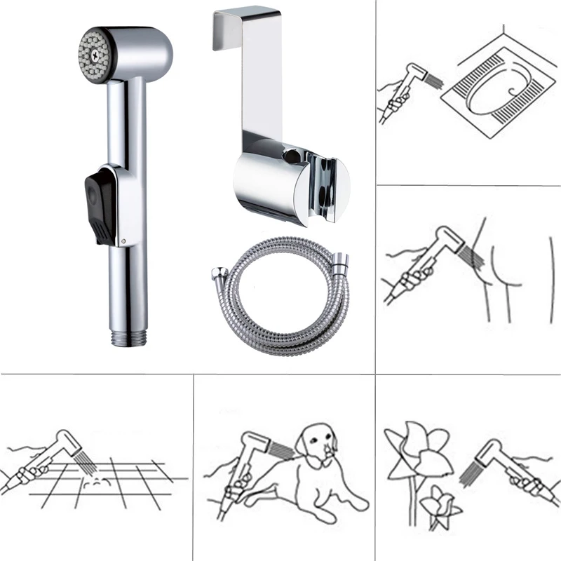 Портативный Биде опрыскиватель Shattaf струи гигиенический душ мусульманский душ ручной Биде опрыскиватель орошение ручной душ туалет спрей пистолеты - Цвет: whiteset4