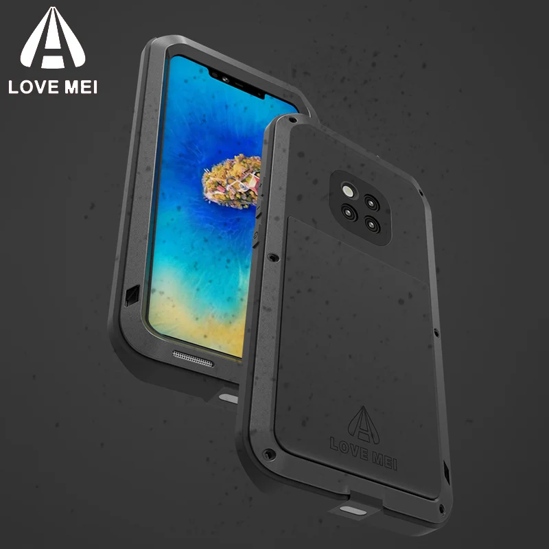 

For Huawei Mate 20 Pro/Mate20 Case, LOVE MEI Metal Aluminum Hybrid Silicon Shockproof Dirtproof Armor Cover for Mate 20 Pro Case
