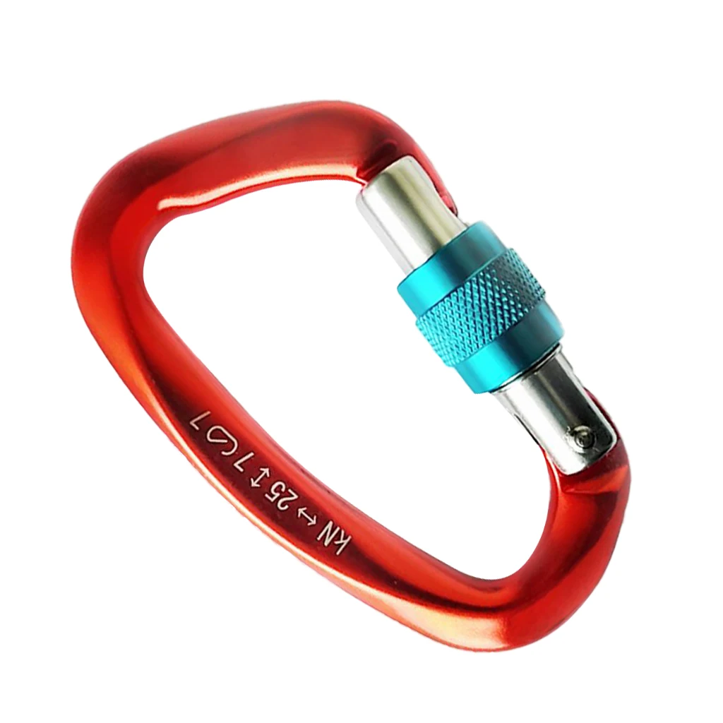 

25KN Screw Locking Carabiner Aluminum Rock Climbing Descending Buckle Hook Outdoor Sports Hardware