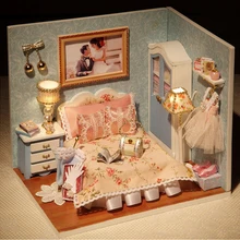 Ручной работы DIY деревянный кукольный дом, игрушки миниатюрная шкатулка комплект с крышкой и светодиодный мебели ручной работы миниатюрная кукольная кухня модель