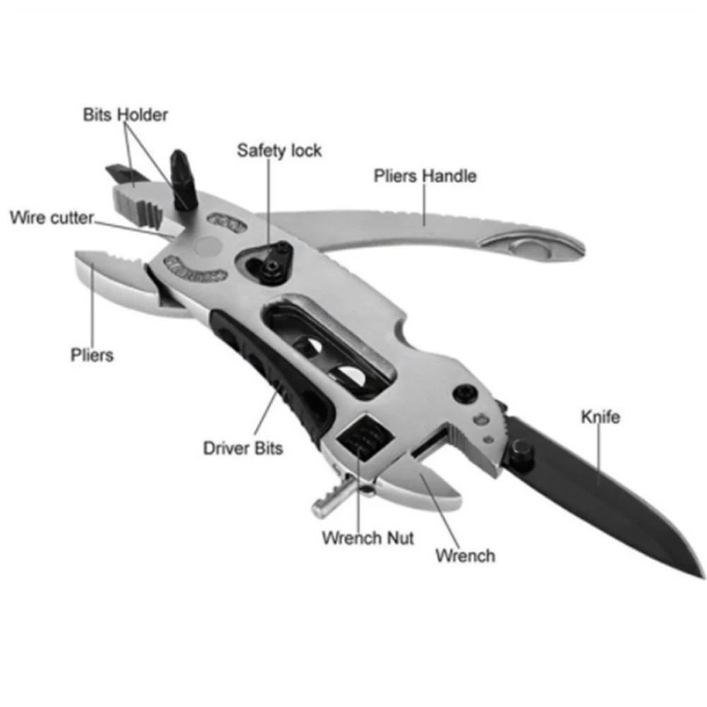 Кемпинг выживания многофункциональный инструмент плоскогубцы Карманный нож Набор отверток Регулируемый гайковерт гаечный ключ Ремонт спасательное снаряжение