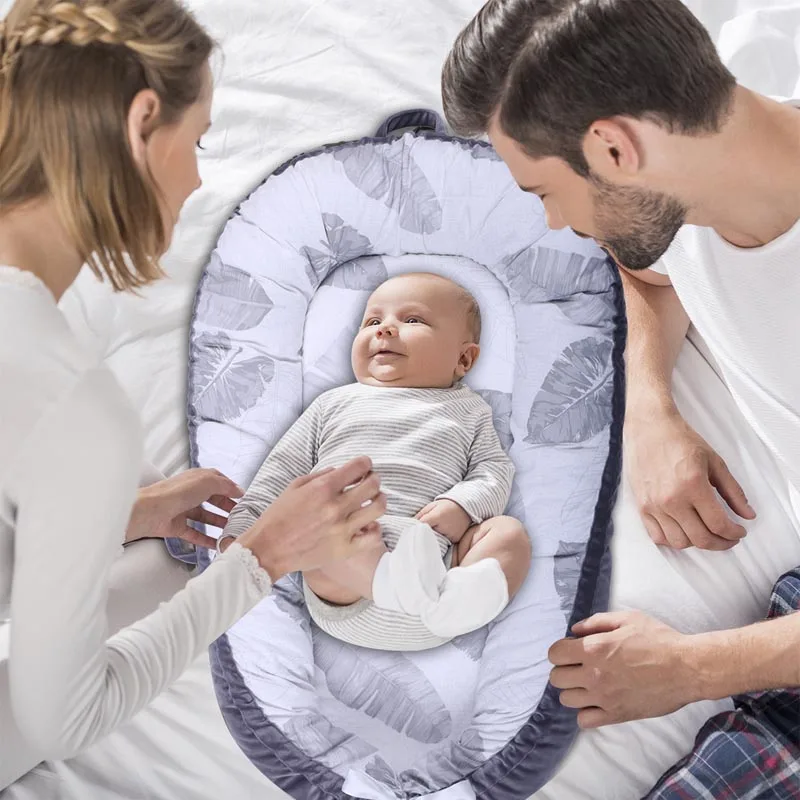 Детское гнездо для сна, съемная защитная подушка для новорожденных, хлопковая детская колыбель для кроватки, детская колыбель