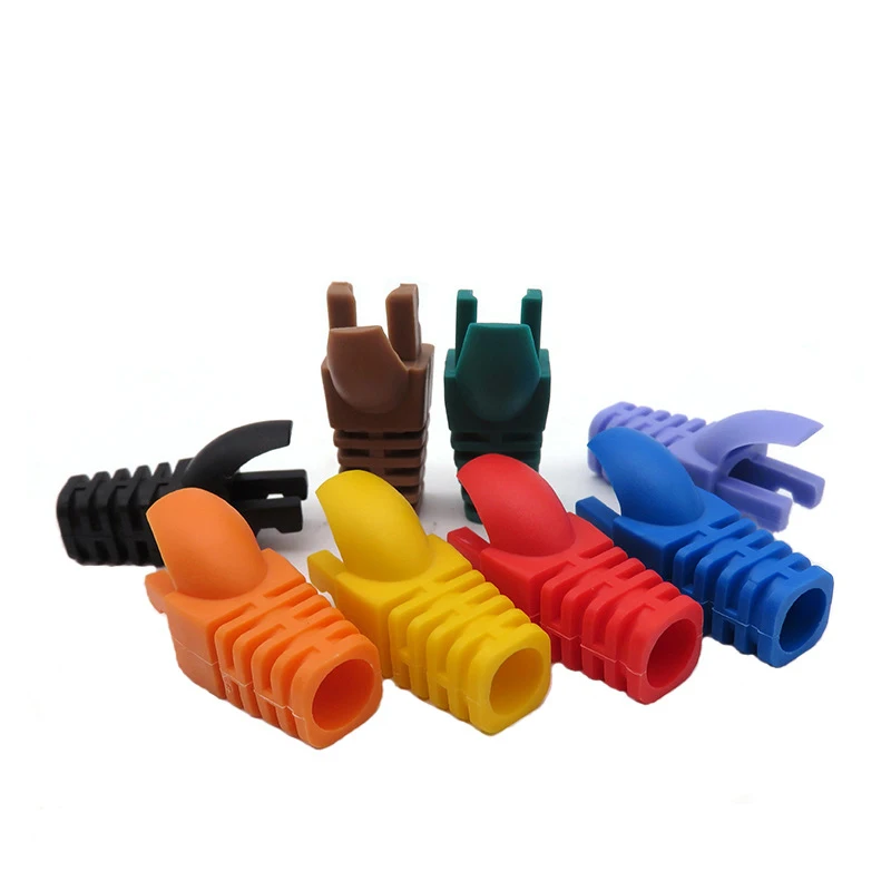 

100pcs Waterproof RJ45 Plug Cap Network Cat5e Cat6 Ethernet Cable Protective Cover Color Networking Cable Strain Relief Boot
