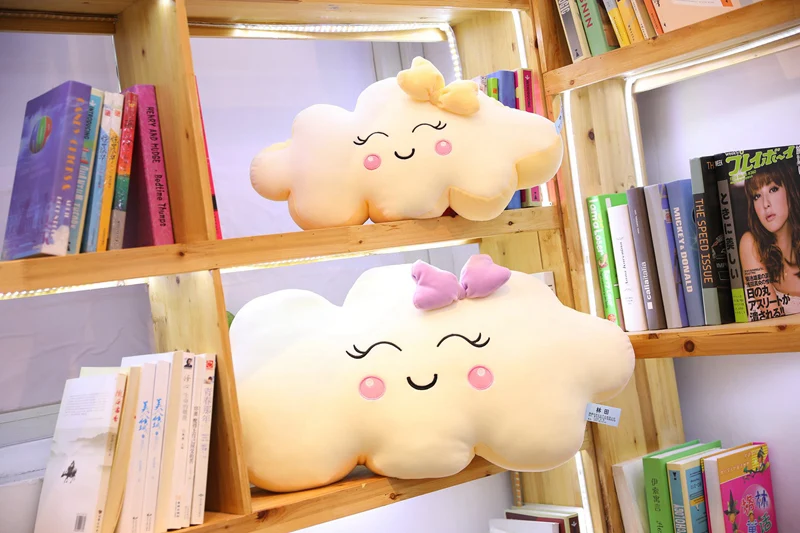 Мягкая плюшевая подушка с милой улыбкой и белым облаком, Kawaii Cloud, мягкие плюшевые игрушки для детей, детские подушки, подарок для девочек