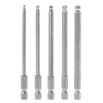 

5 Pcs 1/4" Hex Shank 100mm Magnetic Ball End Hexagon Screwdriver Bits Drill Set