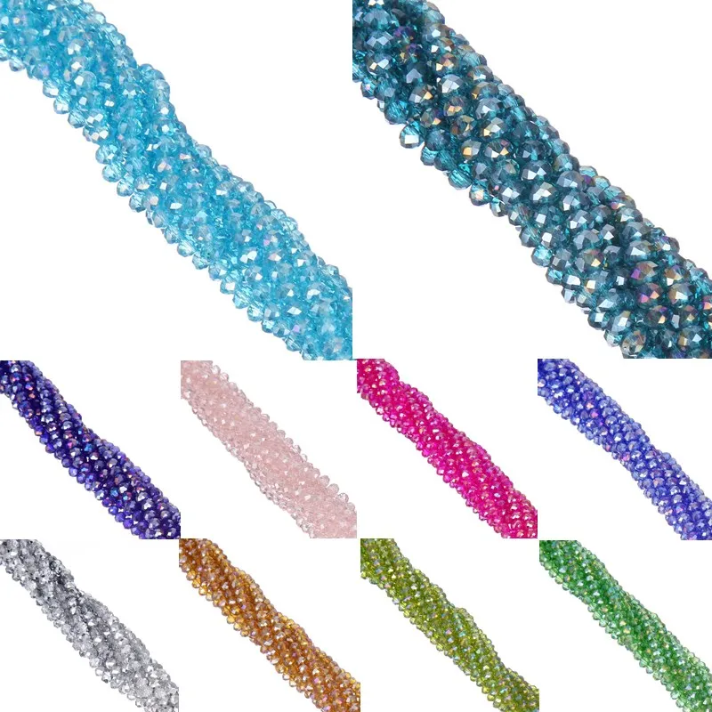 AB Color 4MM 145 piece/lot Spacer Cut Faceted Crystal Beads Charm Glass Stand Beads strings for DIY Jewelry Making Free Shipping