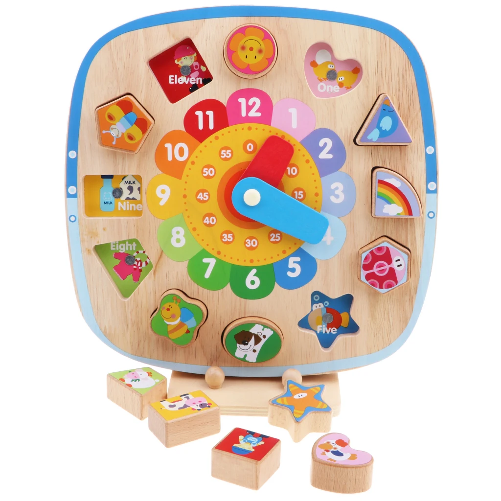 Wooden Maget Digital Clocks Color Shape Sorting & Matching Kids Baby Educational Toy Early Learning Play Activity