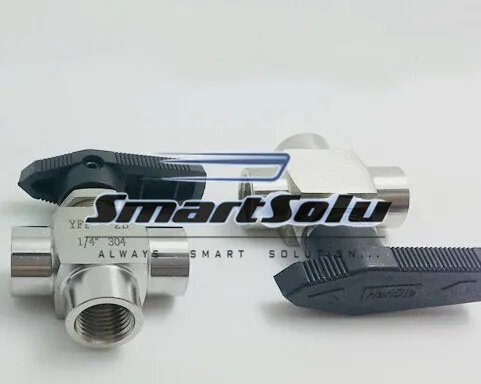 

free shipping 304 Stainless Steel 3-way Ball Valve 1/4" BSP Female Thread "L" style