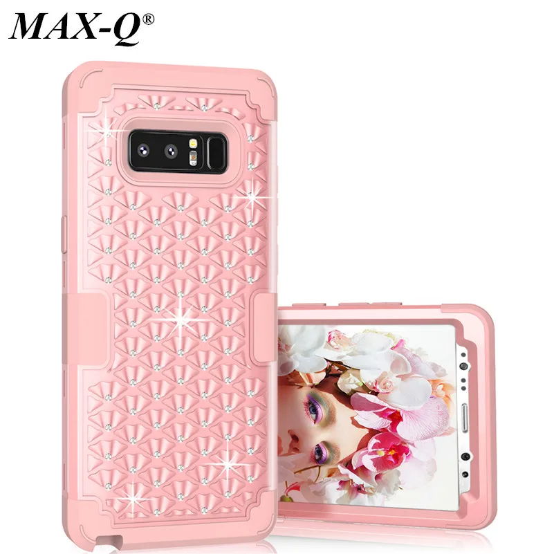 

MAX-Q Luxury Diamond Bling Case For Samsung Galaxy Note 8 Hybrid 3 in 1 Shockproof Silicone Rugged Combo Armor Cover note8 Coque
