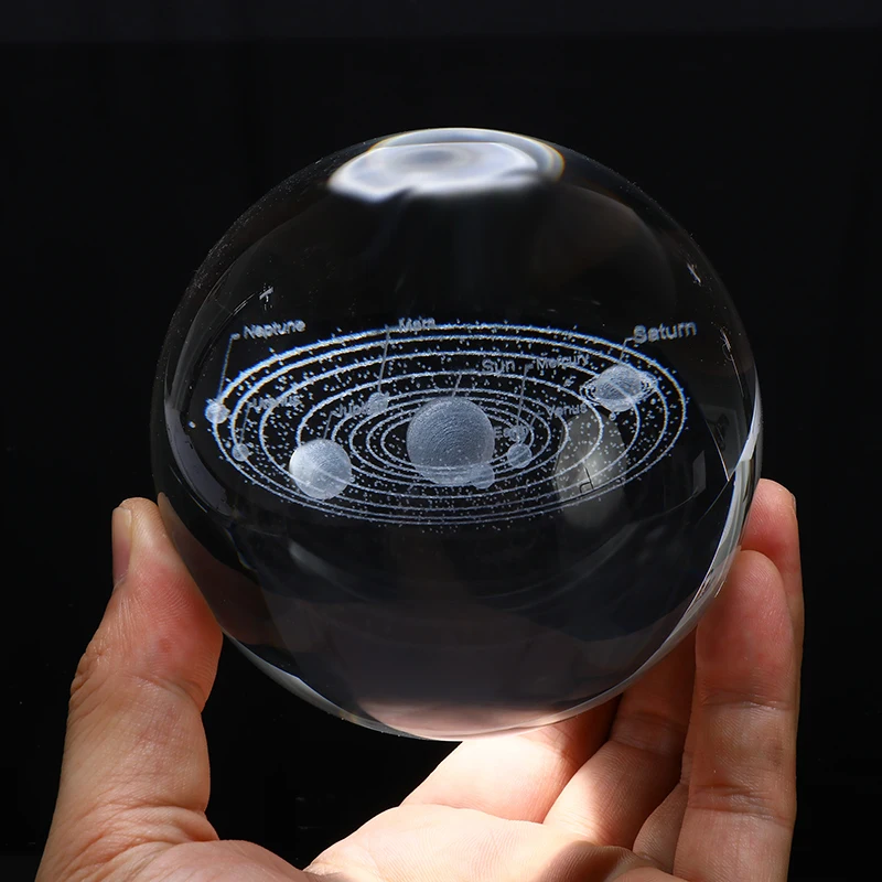 10 см солнечная система хрустальный шар K9 миниатюрный лазер 3D Хрустальный шар украшение для стола домашнее декоративное стекло Глобус фотография Опора - Цвет: A