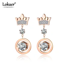 Lokaer классические серьги-гвоздики из нержавеющей стали розового золота с кубическим цирконием сверкающие свадебные серьги, ювелирные изделия для женщин E19092